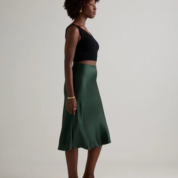 NWT Quince 100% Washable Silk Skirt. XL. Deep Green. Perfect Condition - Picture 11 of 14